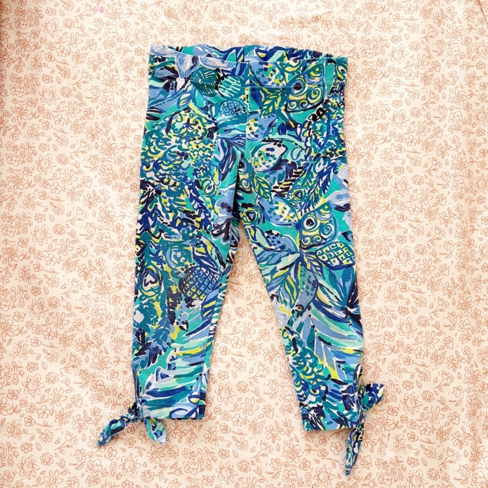 Lilly Pulitzer Girls Leggings S 4-5 blue and green print